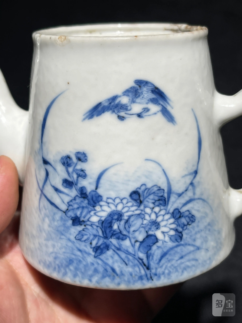 民国 王步风格青花花鸟纹执壶 - 图4